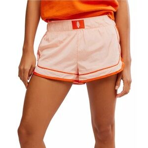 FP Movement Free People Varsity Blues Printed Shorts Pastel Peach NWT